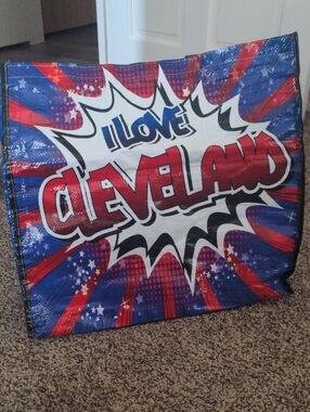 I Love Cleveland Graphic Ohio Tote Bag - Red, White & Blue USA